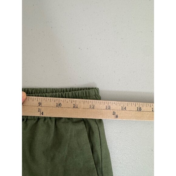 J.Crew Petite linen-blend slim wide-leg drawstring pant Green sz 00P - Picture 5 of 8